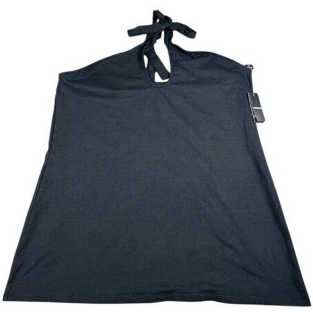 Torrid Halter Top Womens 3X Retro Chic Foxy Twist Neck Deep Black Sleeveless